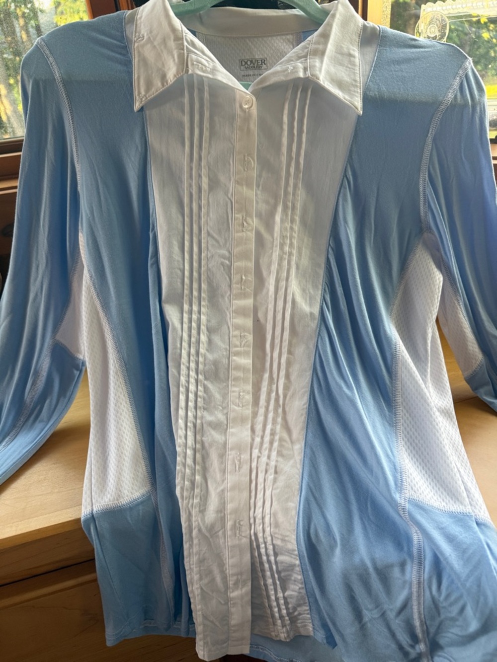 Ladies Dover Saddlery Light Blue & White collar Shirt size M